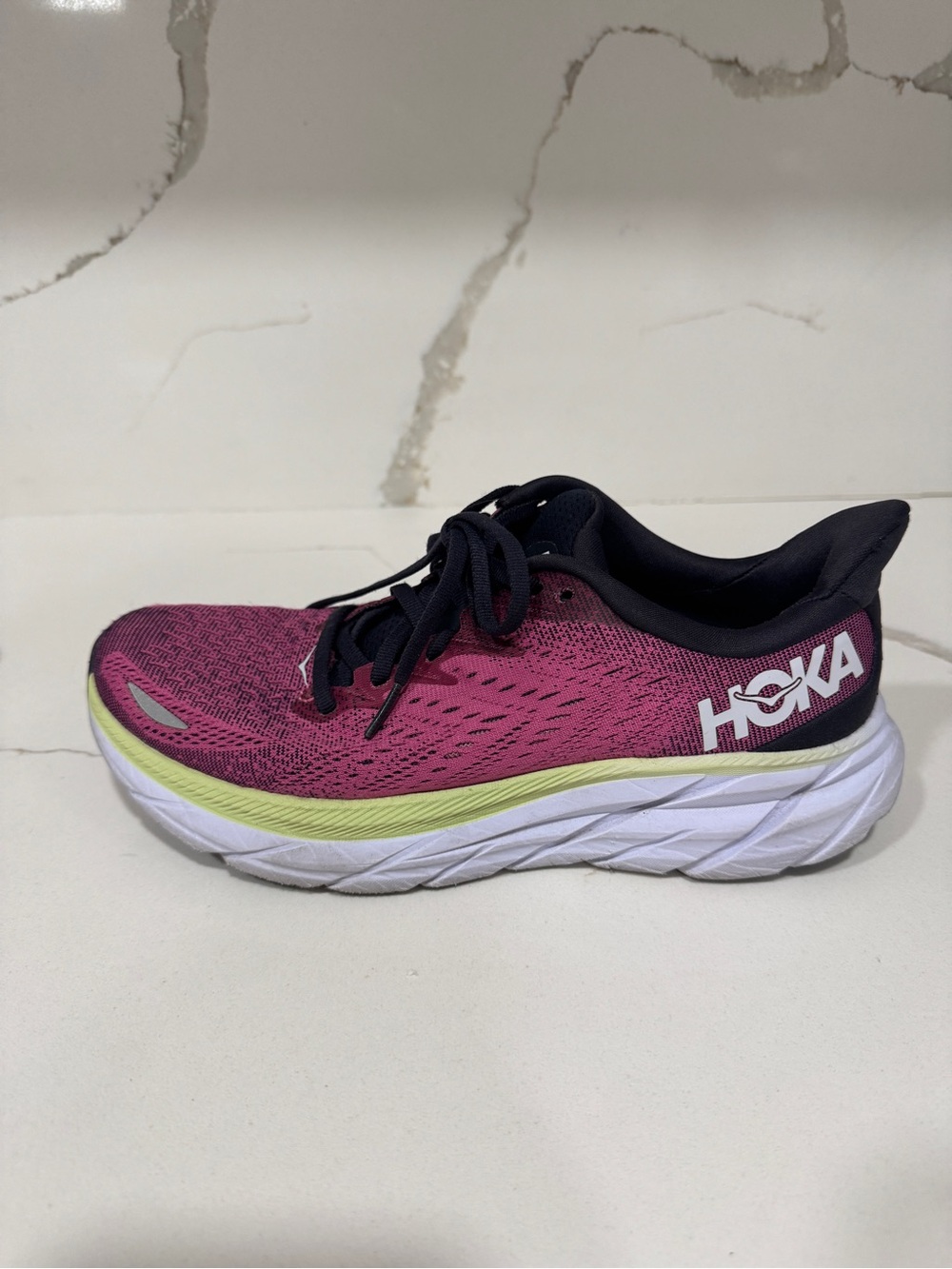 Hoka Women's Running Shoe - Magenta with Black and Lime Accents